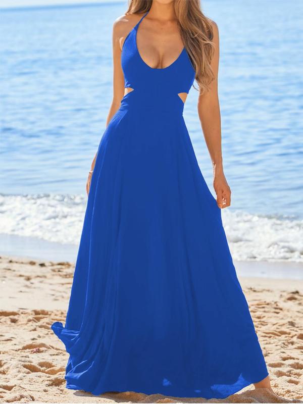 Cut Out Backless Boho Halter Dresses