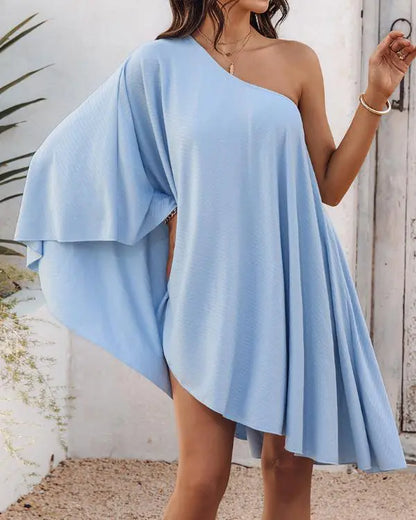 Striped One Shoulder Long Sleeve Romper One Piece Irregular Hem Overall