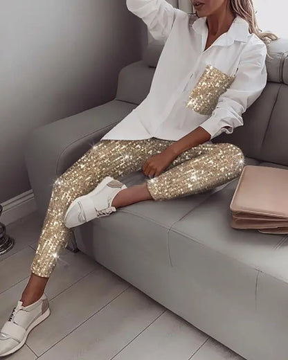 Sequin Long Sleeve Top