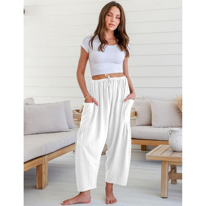 Linen Loose Leg Palazzo Harem Pants