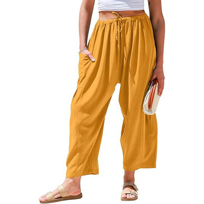 Linen Loose Leg Palazzo Harem Pants
