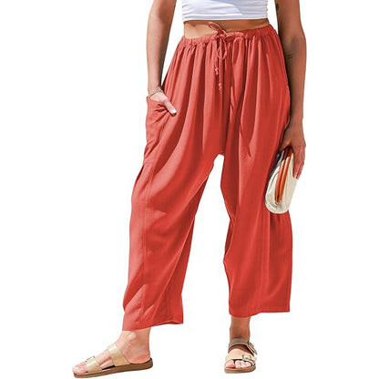 Linen Loose Leg Palazzo Harem Pants