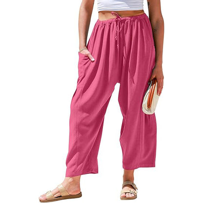 Linen Loose Leg Palazzo Harem Pants