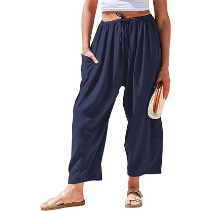 Linen Loose Leg Palazzo Harem Pants