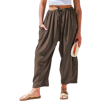 Linen Loose Leg Palazzo Harem Pants