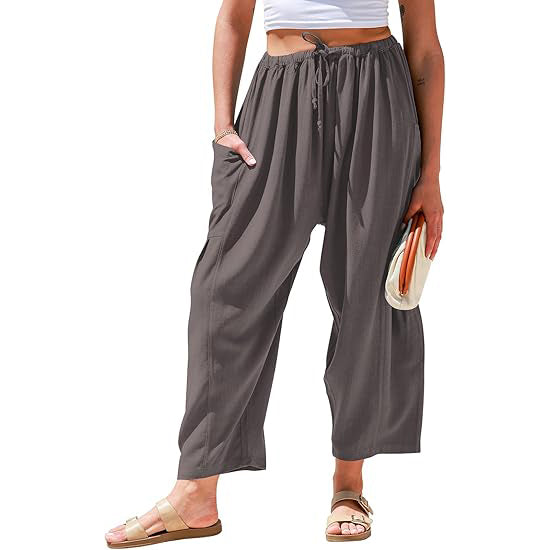 Linen Loose Leg Palazzo Harem Pants