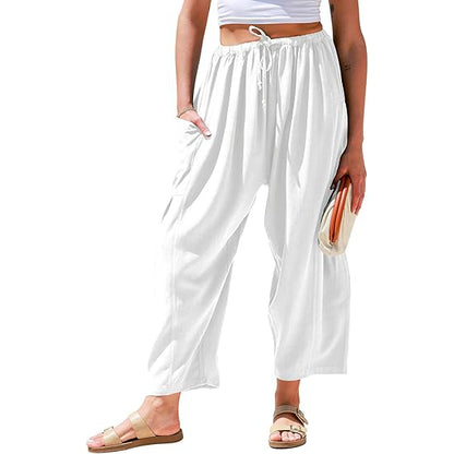Linen Loose Leg Palazzo Harem Pants