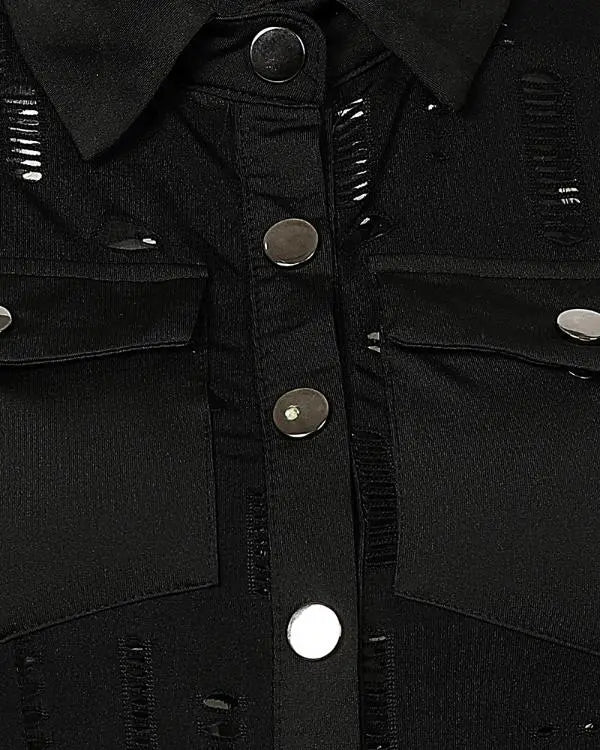 Turn-down Collar Hollow Out Button Down Shirt Top