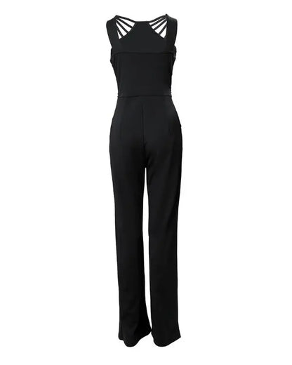 Multi Strap Sleeveless Jumpsuit Rhinestone Bootcut Overalls