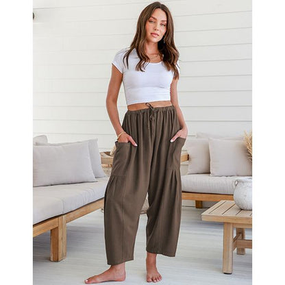 Linen Loose Leg Palazzo Harem Pants