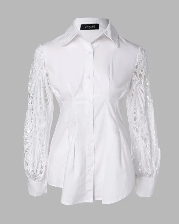 Off Shoulder Layered Ruffles Button-down Asymmetrical Hem Top