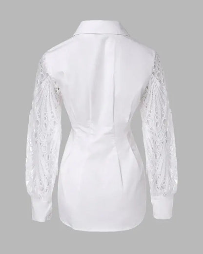 Off Shoulder Layered Ruffles Button-down Asymmetrical Hem Top