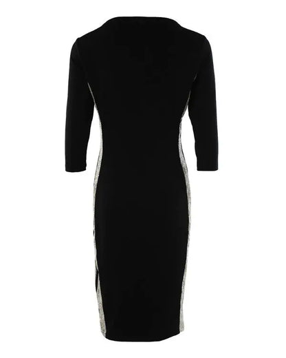 Rhinestone Round Neck Cutout Slim Fit Midi Dress Casual Bodycon