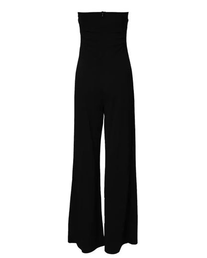 Faux Two-Piece Contrast Paneled Bandeau Sleeveless Button Decor Jumpsuit Casual Romper