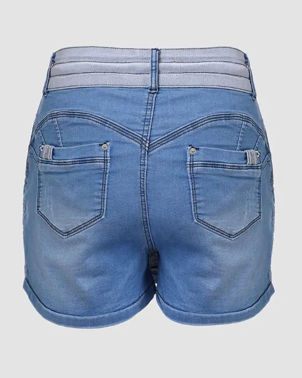 Drawstring Adjustable Waist Casual Denim Skirt Skort Jean Mini Skirt