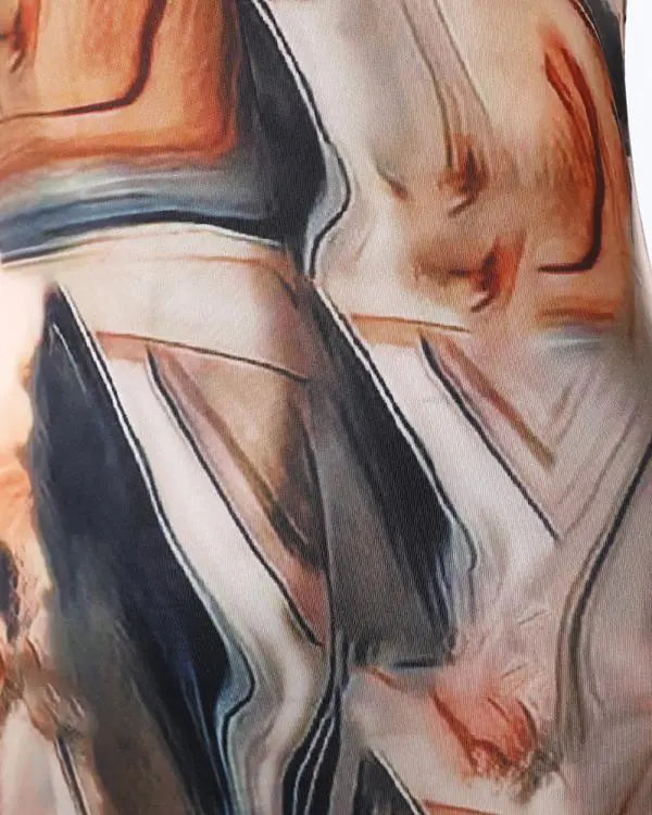 Marble Print U-Neck Sleeveless Maxi Skims Dress