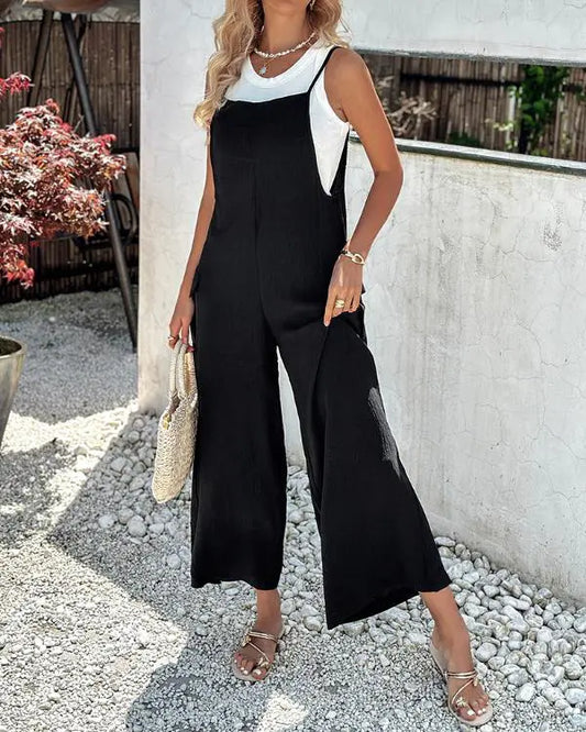 Spaghetti Strap Pocket Design Suspender Jumpsuit