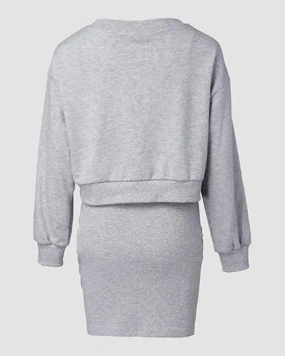 2PCS V-Neck Long Sleeve Casual Sweatshirt