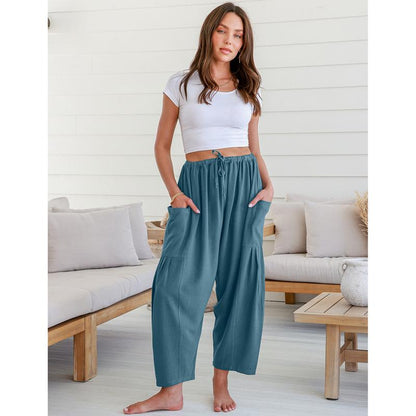 Linen Loose Leg Palazzo Harem Pants