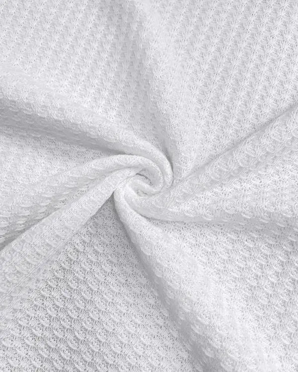 Striped Print Zipper Front Long Sleeve Top  Waffle Knit Loose Fitting Tunic Tops