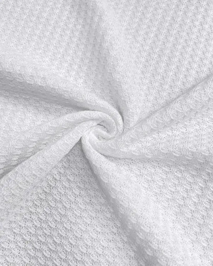 Striped Print Zipper Front Long Sleeve Top  Waffle Knit Loose Fitting Tunic Tops