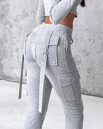 Drawstring Slit Pocket Design Sweatpants