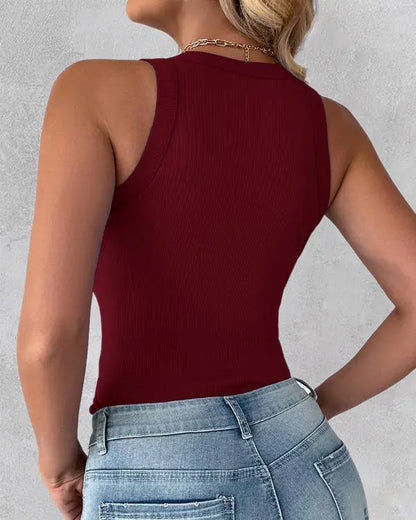 3-Pack Knit Round Neck Thick Strap Racerback Tank Tops