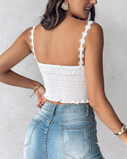 Floral Pattern Shirred Cami Top