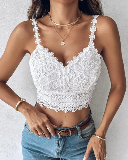 Floral Pattern Shirred Cami Top
