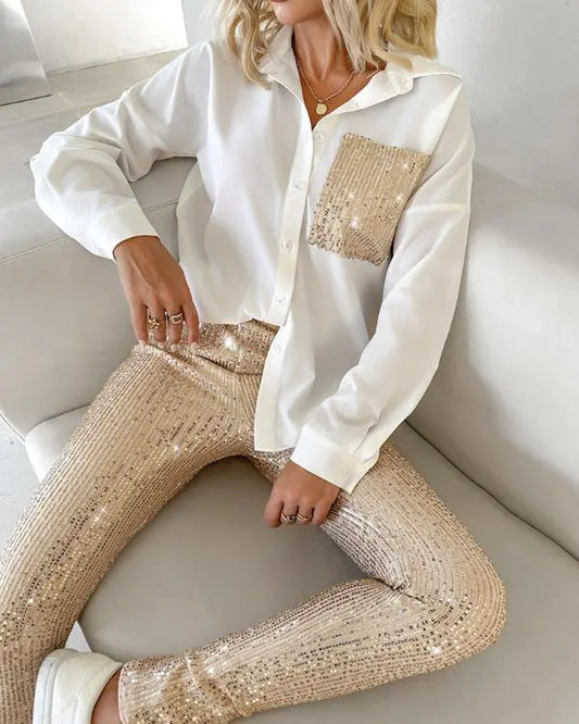 Sequin Long Sleeve Top