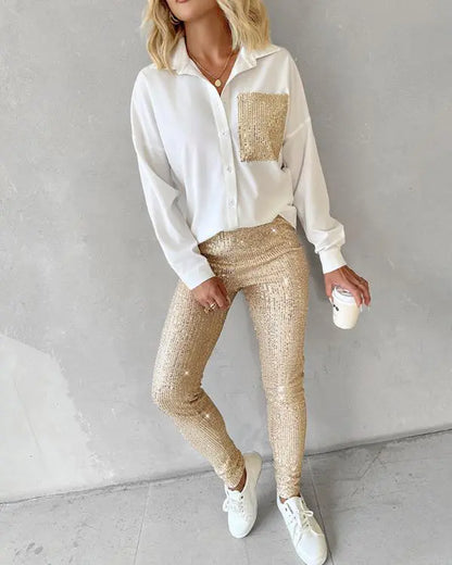 Sequin Long Sleeve Top