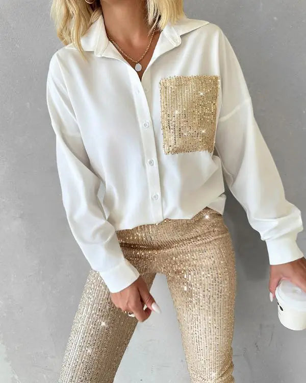 Sequin Long Sleeve Top