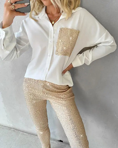 Sequin Long Sleeve Top