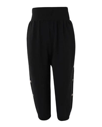 High Waist Buttoned Cuffed Pants