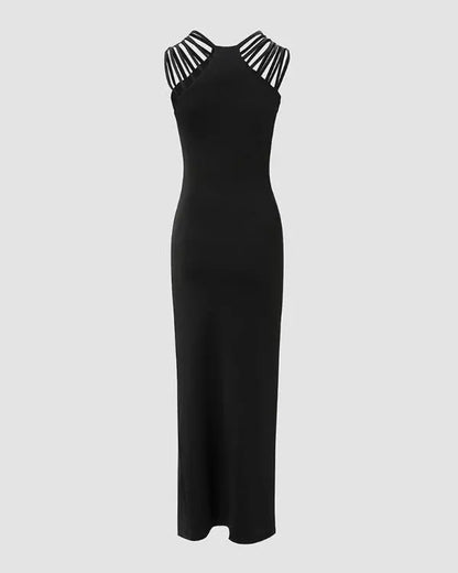 Rhinestone Decor Multi-Strap High Slit Party Dress